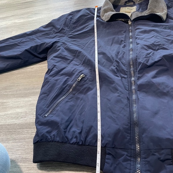 L.L.Bean Navy Men's Warm-Up Jacket with Gray Inner Fleece Lining & Zip Pockets - Picture 8 of 13